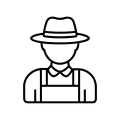 Illustration of farmer with hat and overalls icon vector agriculture farming worker line art style