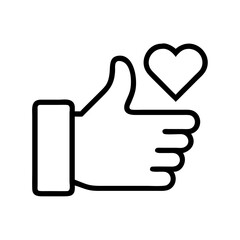 Obraz premium Thumbs up like heart icon vector illustration hand gesture approval symbol social media design graphic