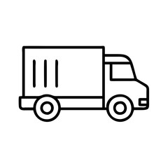 Outline drawing of delivery truck shipping vehicle for logistics transportation and cargo services