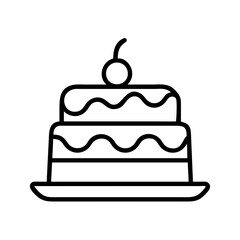 Two tier cake vector icon dessert cake with cherry on top bakery cake shop design element