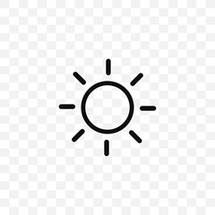 Brightness icon vector. Simple sun design featuring a central circle and radiating lines, symbolizing daylight.