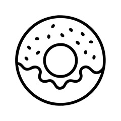 Donut vector icon illustration, bakery shop, sweet dessert, food, delicious, outline, sprinkles