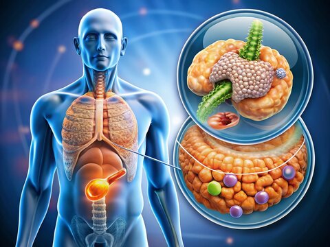 Pancreatic Disease:  Medical Illustration of Diseased Pancreas