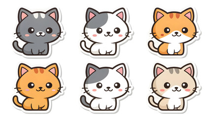 Obraz premium Set die cut sticker designs kitte