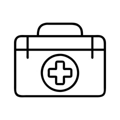 First aid kit medical emergency healthcare box symbol icon vector illustration outline design