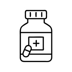 Medicine bottle with pills vector illustration medical treatment pharmacy healthcare drug store icon