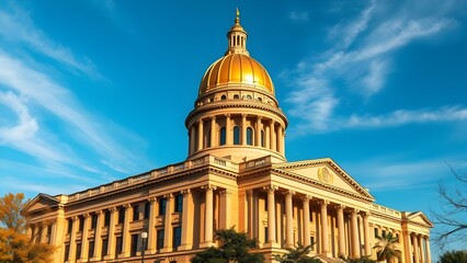 Fototapeta premium Grand building with a dome under a clear sky. 