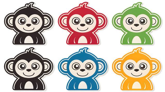 Set die cut sticker designs monke