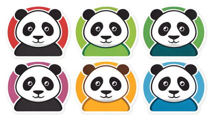 Fototapeta premium Set die cut sticker designs panda