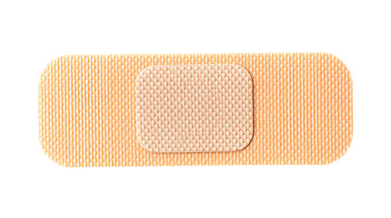 A single adhesive bandage on a neutral-toned background, a common medical supply. isolated on transparent background 