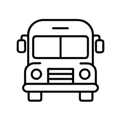 School bus vector icon illustration, transportation vehicle outline drawing, back to school bus