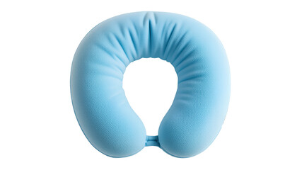 A light blue travel pillow. This offers a serene respite for the weary traveler isolated on transparent background 