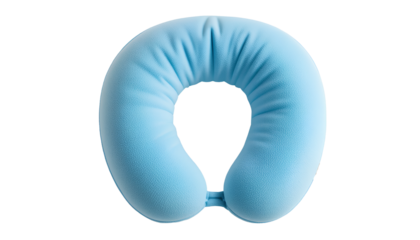 A light blue travel pillow. This offers a serene respite for the weary traveler isolated on transparent background 