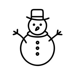 Simple snowman outline vector illustration for winter holiday season christmas design art