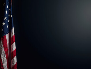 Part of the US flag on a dark background with a large empty space, ideal for inserting text for Labor Day or presidential events.