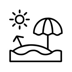 Beach vacation icon summer holiday with sun umbrella and sea vector illustration design