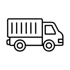 Outline delivery truck vector icon illustration for logistics and transportation design assets