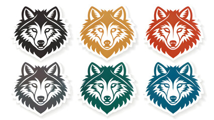 Set die cut sticker designs wolfs