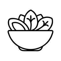 Bowl of salad vector icon illustration, healthy food, vegetarian diet, fresh greens and vegetables