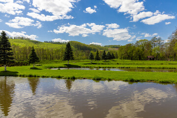 A group of lakes at a fish farm