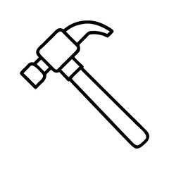 Outline claw hammer vector icon illustration for construction tool and carpentry work design