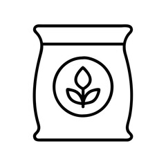 Fertilizer bag vector icon illustration, agriculture and gardening supply, plant food sack design