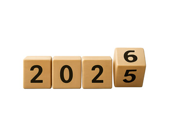  Transition from 2025 to 2026 with wooden blocks