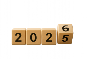  Transition from 2025 to 2026 with wooden blocks