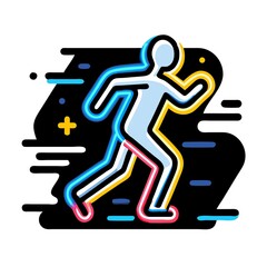 Fototapeta premium Neon glowing running man