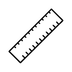 Ruler vector icon illustration, black outline ruler, measuring tool, straightedge for design work