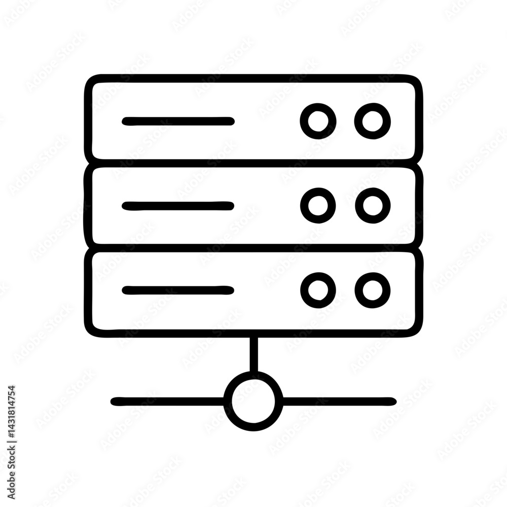 Poster Server data storage hosting database network information technology center line icon vector design
