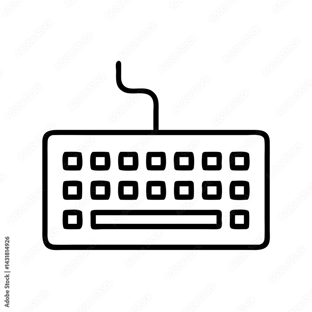 Poster Outline keyboard vector illustration for computer input device and typing interface design concept