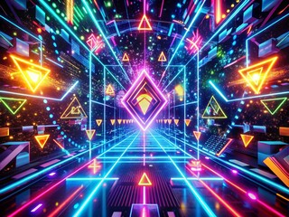 Obraz premium Panoramic Sci-Fi HUD Arrows: Futuristic Hologram Directional Guides for Games & UI