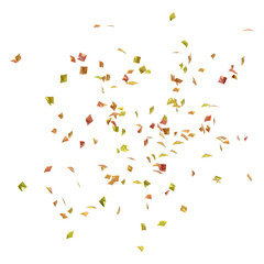 Orange and yellow celebration particles. 3d rendering.	
