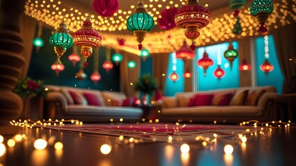 Colorful carnival lights and decorations
