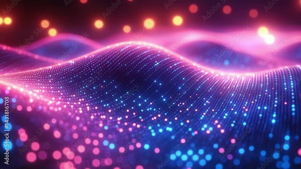 Poster Digital Data Visualization: Abstract depiction of intricate data streams and glowing light points, a vibrant and dynamic representation of the digital age.