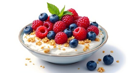 Fresh berries atop yogurt breakfast bowl
