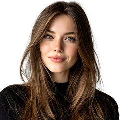 Fototapeta premium Beautiful Woman with Long Brown Hair and Green Eyes