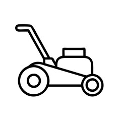 Lawn mower outline icon vector illustration for gardening and landscaping equipment concept design