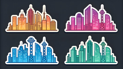 Fototapeta premium Set sticker designs futuristic