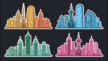 Fototapeta premium Set sticker designs futuristic