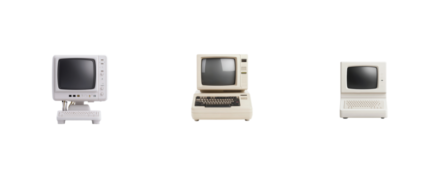 Vintage personal computers showcasing technology evolution through different design eras 