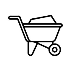 Find wheelbarrow vector icon illustration for construction gardening and landscaping projects design needs