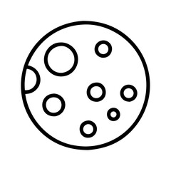 Outline moon with craters vector illustration celestial body astronomy space exploration lunar surface icon