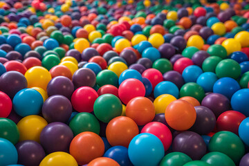 colored balls background, Many rainbow gradient random bright soft balls background. Colorful balls background for kids zone or children's playroom. Huge pile of colorful balls in different sizes.