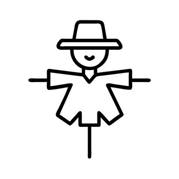 recommend clip art: Scarecrow outline vector illustration, farm scarecrow, autumn scarecrow, halloween scarecrow icon design