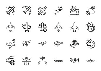 Airplane icon, airplane ticket icon, airplane runaway.
