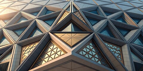 Intricate Geometric 3D Shapes and Facets with Metallic Finishes