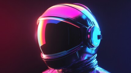Futuristic 3D helmet astronaut rainbow look