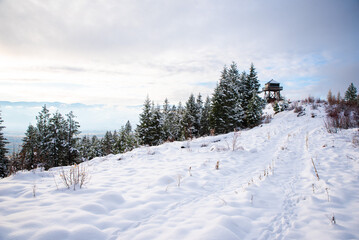 Approaching A Snowy Fire Lookout
